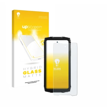Face avant d’un emballage produit avec le logo de la marque upscreen. À côté, l’appareil Blackview BV9300 Pro est représenté a