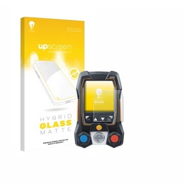 Face avant d’un emballage produit avec le logo de la marque upscreen. À côté, l’appareil Testo 550s est représenté avec la pro