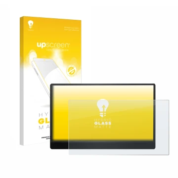 Face avant d’un emballage produit avec le logo de la marque upscreen. À côté, l’appareil MSI Pro MP161 E2 est représenté avec 