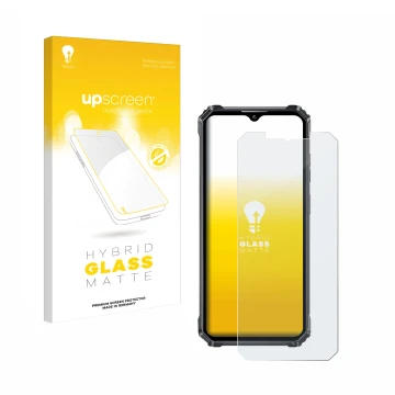 Face avant d’un emballage produit avec le logo de la marque upscreen. À côté, l’appareil Oukitel WP28E est représenté avec la 