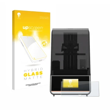 Face avant d’un emballage produit avec le logo de la marque upscreen. À côté, l’appareil Anycubic Photon Mono M7 Pro est repré