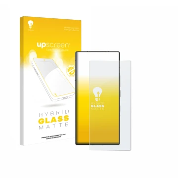 Face avant d’un emballage produit avec le logo de la marque upscreen. À côté, l’appareil ZTE Nubia Z60 Ultra est représenté av