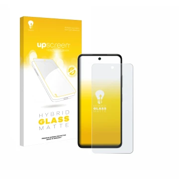 Face avant d’un emballage produit avec le logo de la marque upscreen. À côté, l’appareil ZTE Blade V60 Vita est représenté ave