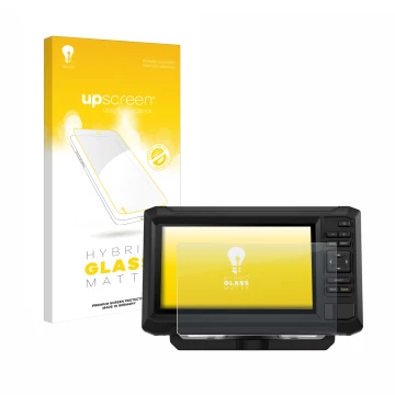 Face avant d’un emballage produit avec le logo de la marque upscreen. À côté, l’appareil Garmin ECHOMAP UHD2 7
