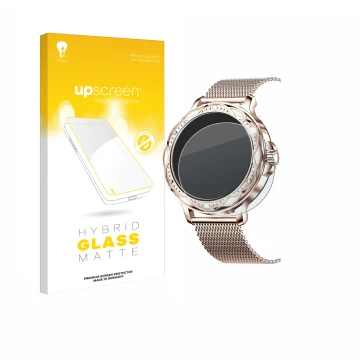 Face avant d’un emballage produit avec le logo de la marque upscreen. À côté, l’appareil Darmowade Smartwatch 1.2
