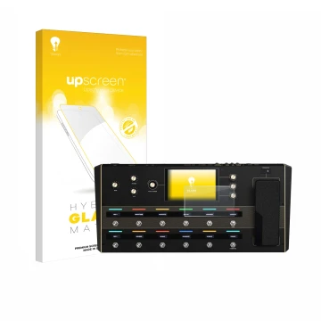 Face avant d’un emballage produit avec le logo de la marque upscreen. À côté, l’appareil Headrush Prime est représenté avec la