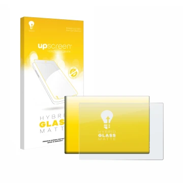 Face avant d’un emballage produit avec le logo de la marque upscreen. À côté, l’appareil G-STORY 10.1