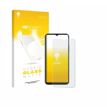 Face avant d’un emballage produit avec le logo de la marque upscreen. À côté, l’appareil ZTE Blade A54 est représenté avec la 