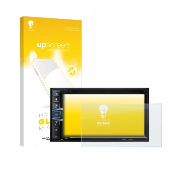 Face avant d’un emballage produit avec le logo de la marque upscreen. À côté, l’appareil Alpine INE-W611D est représenté avec 