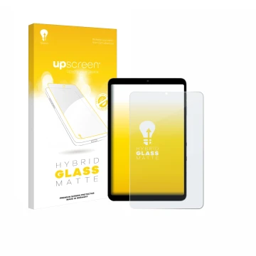 Face avant d’un emballage produit avec le logo de la marque upscreen. À côté, l’appareil Alldocube iPlay 60 Mini Pro est repré