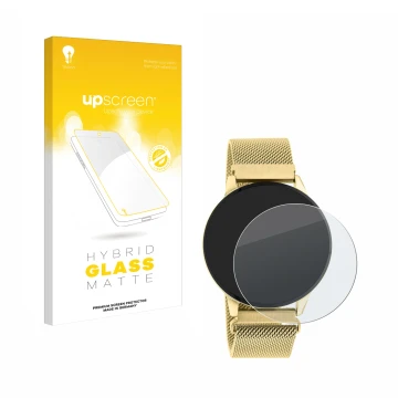 Face avant d’un emballage produit avec le logo de la marque upscreen. À côté, l’appareil Oozoo Q00121 est représenté avec la p