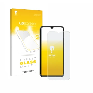 Face avant d’un emballage produit avec le logo de la marque upscreen. À côté, l’appareil Oukitel WP50 est représenté avec la p