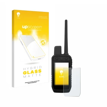 Face avant d’un emballage produit avec le logo de la marque upscreen. À côté, l’appareil Garmin Alpha 300 K est représenté ave