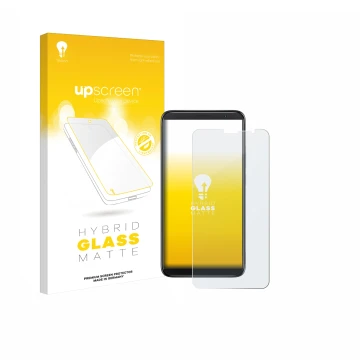 Face avant d’un emballage produit avec le logo de la marque upscreen. À côté, l’appareil TCL 403 est représenté avec la protec