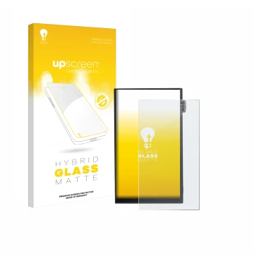 Face avant d’un emballage produit avec le logo de la marque upscreen. À côté, l’appareil iBasso DX180 est représenté avec la p