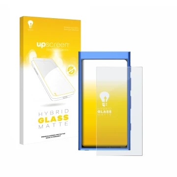 Face avant d’un emballage produit avec le logo de la marque upscreen. À côté, l’appareil Hiby Digital M300 est représenté avec