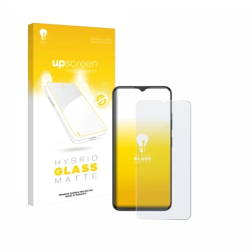 Face avant d’un emballage produit avec le logo de la marque upscreen. À côté, l’appareil ZTE Blade A34 est représenté avec la 