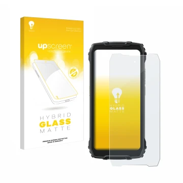 Face avant d’un emballage produit avec le logo de la marque upscreen. À côté, l’appareil Blackview BV7300 est représenté avec 