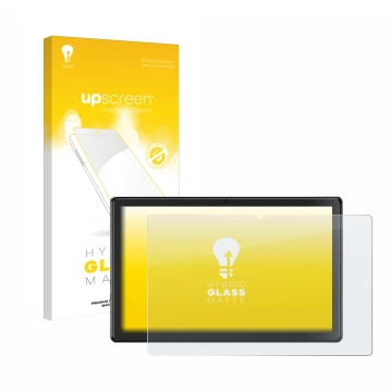 Face avant d’un emballage produit avec le logo de la marque upscreen. À côté, l’appareil SGIN T10P 10.1