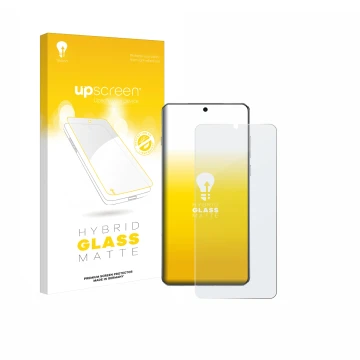 Face avant d’un emballage produit avec le logo de la marque upscreen. À côté, l’appareil OnePlus 13 est représenté avec la pro