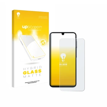 Face avant d’un emballage produit avec le logo de la marque upscreen. À côté, l’appareil Samsung Galaxy A16 4G est représenté 