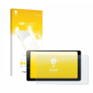 Face avant d’un emballage produit avec le logo de la marque upscreen. À côté, l’appareil Pioneer SPH-DA97DAB est représenté av