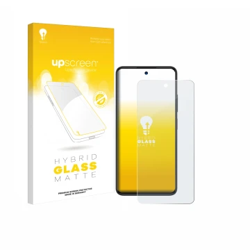 Face avant d’un emballage produit avec le logo de la marque upscreen. À côté, l’appareil ZTE Blade A75 4G est représenté avec 