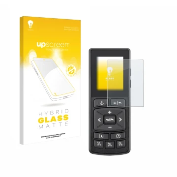 Face avant d’un emballage produit avec le logo de la marque upscreen. À côté, l’appareil Minn Kota Advanced GPS Navigation est