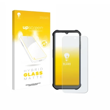 Face avant d’un emballage produit avec le logo de la marque upscreen. À côté, l’appareil Sonim XP400 est représenté avec la pr