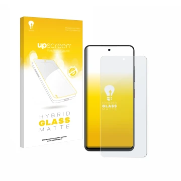 Face avant d’un emballage produit avec le logo de la marque upscreen. À côté, l’appareil Nubia Focus 5G est représenté avec la