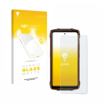 Face avant d’un emballage produit avec le logo de la marque upscreen. À côté, l’appareil Blackview BV8200 est représenté avec 