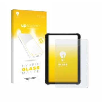Face avant d’un emballage produit avec le logo de la marque upscreen. À côté, l’appareil Hotwav R8 est représenté avec la prot