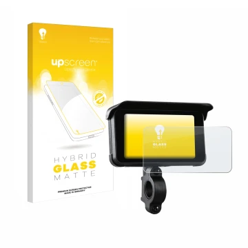 Face avant d’un emballage produit avec le logo de la marque upscreen. À côté, l’appareil Midland Bike-Play-Guardian est représ