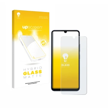 Face avant d’un emballage produit avec le logo de la marque upscreen. À côté, l’appareil Xiaomi Redmi 14C 5G est représenté av