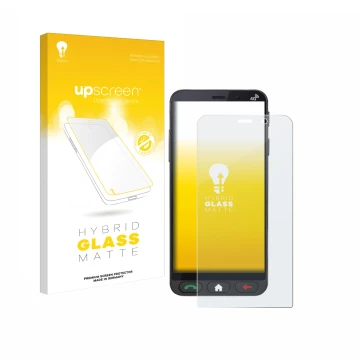 Face avant d’un emballage produit avec le logo de la marque upscreen. À côté, l’appareil Brondi Amico Vero 4G est représenté a