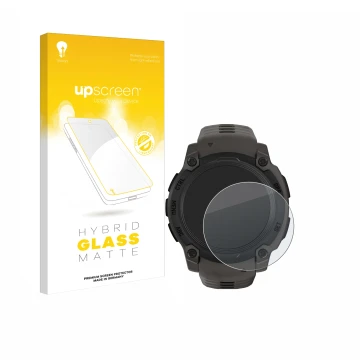 Face avant d’un emballage produit avec le logo de la marque upscreen. À côté, l’appareil Garmin Instinct E (40 mm) est représe