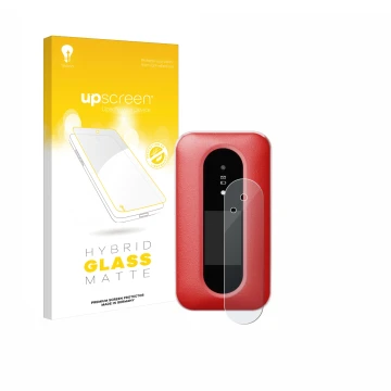 Face avant d’un emballage produit avec le logo de la marque upscreen. À côté, l’appareil Doro Leva L30 (Affichage externe) est