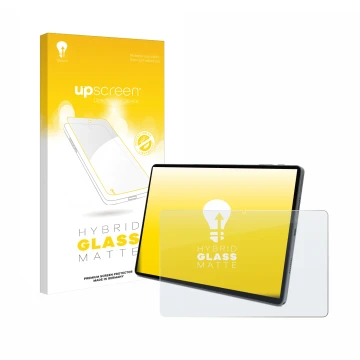 Face avant d’un emballage produit avec le logo de la marque upscreen. À côté, l’appareil Terra Pad 1007 10.95