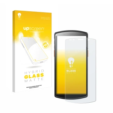 Face avant d’un emballage produit avec le logo de la marque upscreen. À côté, l’appareil Urovo DT50S 5,7
