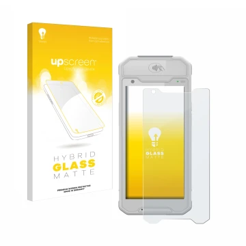 Face avant d’un emballage produit avec le logo de la marque upscreen. À côté, l’appareil Dojo Pocket est représenté avec la pr