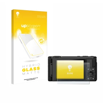 Face avant d’un emballage produit avec le logo de la marque upscreen. À côté, l’appareil Yashica City 200 est représenté avec 