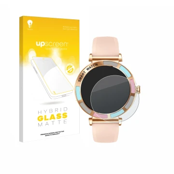 Face avant d’un emballage produit avec le logo de la marque upscreen. À côté, l’appareil Braidol Smartwatch 1.27