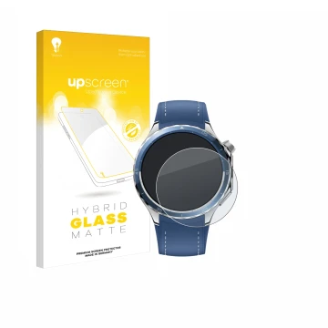 Face avant d’un emballage produit avec le logo de la marque upscreen. À côté, l’appareil Oppo Watch X2 est représenté avec la 