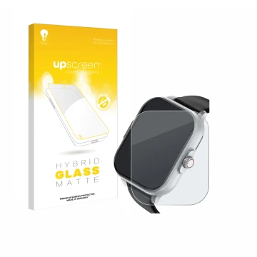Face avant d’un emballage produit avec le logo de la marque upscreen. À côté, l’appareil YYKY E02 2.01