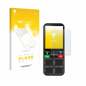 Face avant d’un emballage produit avec le logo de la marque upscreen. À côté, l’appareil Geemarc CL8000 est représenté avec la