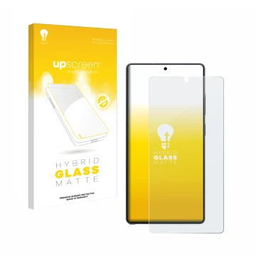 Face avant d’un emballage produit avec le logo de la marque upscreen. À côté, l’appareil Samsung Galaxy S25 Ultra Enterprise E