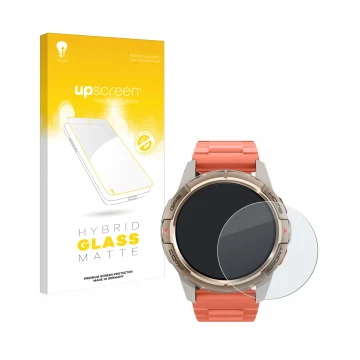 Face avant d’un emballage produit avec le logo de la marque upscreen. À côté, l’appareil Xiaomi Mibro GS Active est représenté