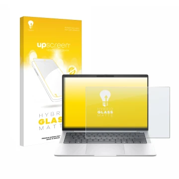 Face avant d’un emballage produit avec le logo de la marque upscreen. À côté, l’appareil HP EliteBook 1040 G11 est représenté 