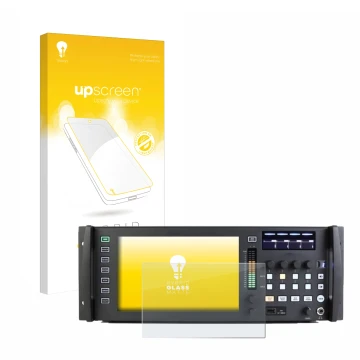 Face avant d’un emballage produit avec le logo de la marque upscreen. À côté, l’appareil Behringer Wing Rack est représenté av