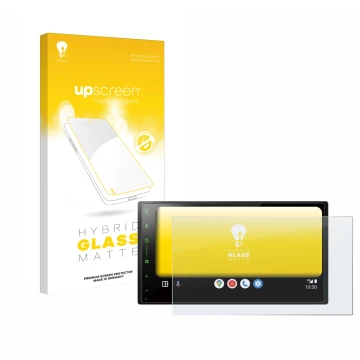 Face avant d’un emballage produit avec le logo de la marque upscreen. À côté, l’appareil Pioneer SPH-DA77DAB est représenté av